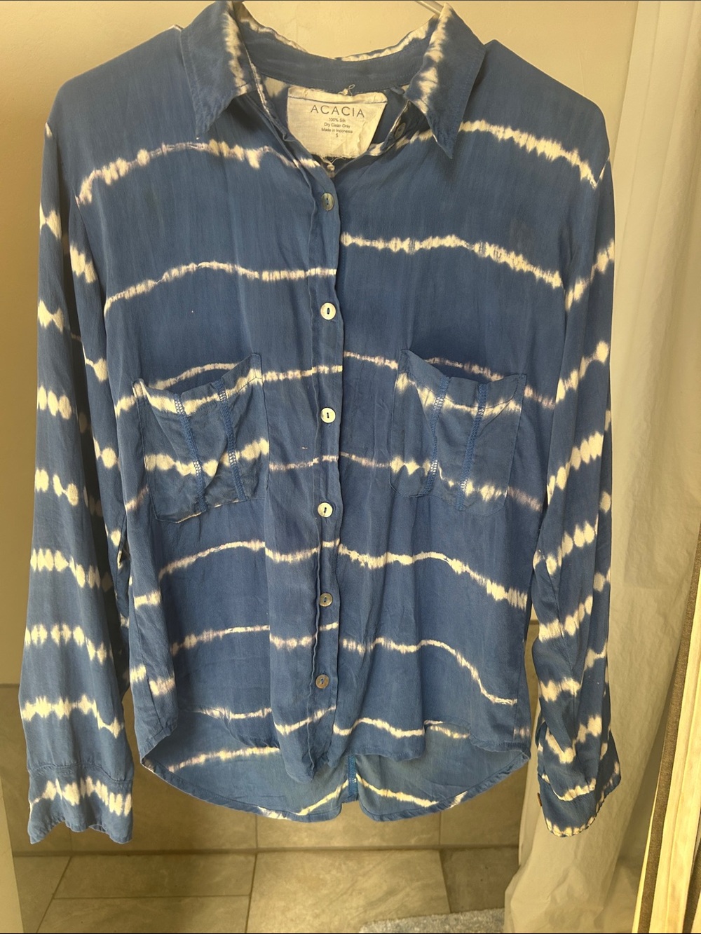 acacia swimwear Indigo Tie-Dye Button-Front Shirt